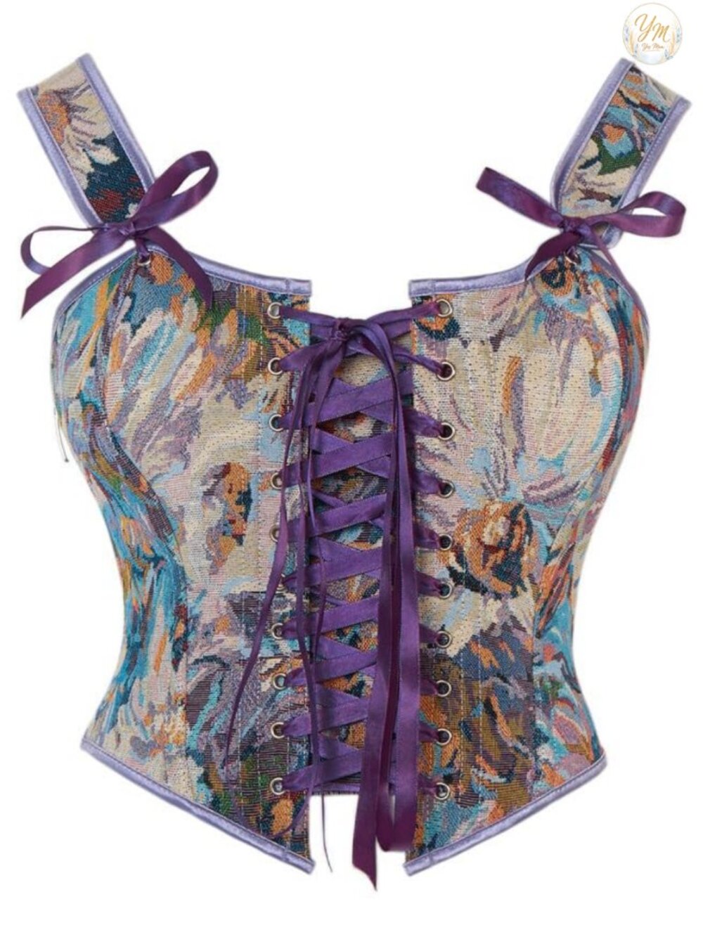 Womens Lace Up Tie Front Corset Bustier Top Renaissance Grommet Shapewear
